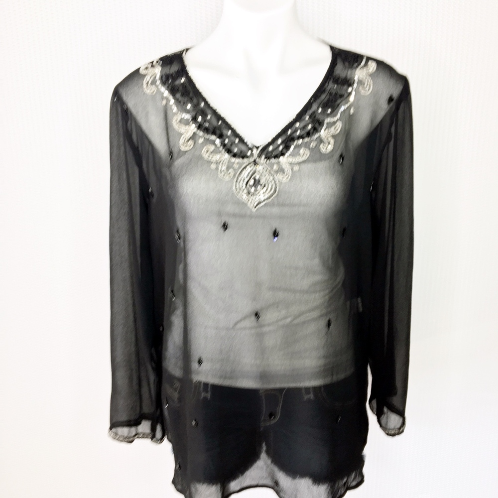 Jordan Blue Label Sheer Black Top Sz Large